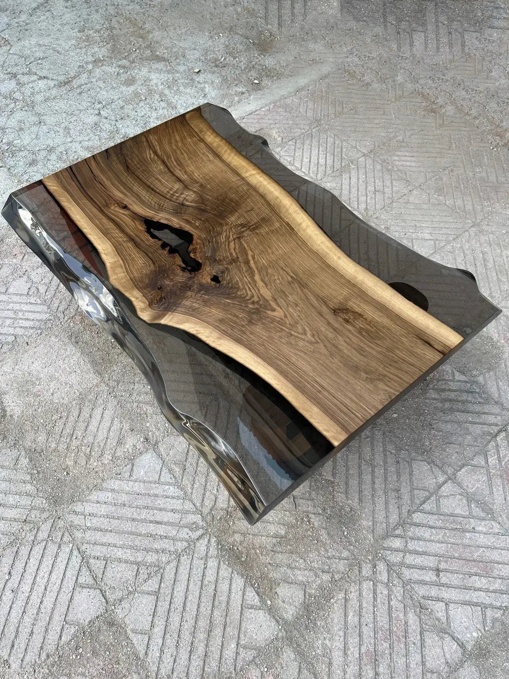 Live-Edge Epoxy Coffee Table with Wooden U-Base – image 9