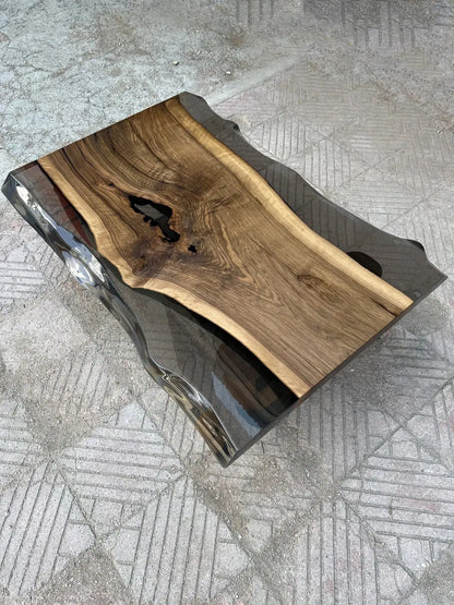 Live-Edge Epoxy Coffee Table with Wooden U-Base – image 9
