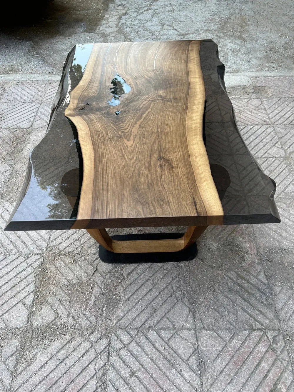 Live-Edge Epoxy Coffee Table with Wooden U-Base – image 10
