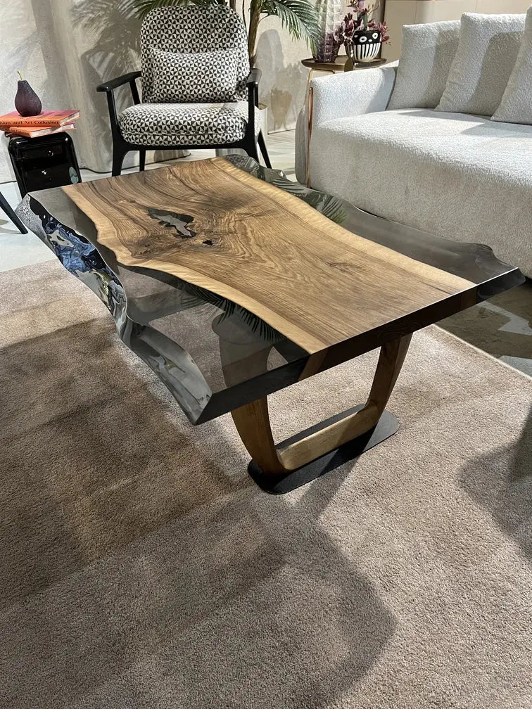Live-Edge Epoxy Coffee Table with Wooden U-Base – image 5