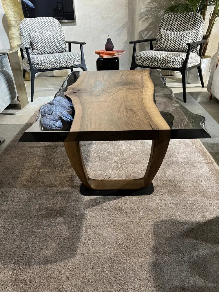 Live-Edge Epoxy Coffee Table with Wooden U-Base – image 3