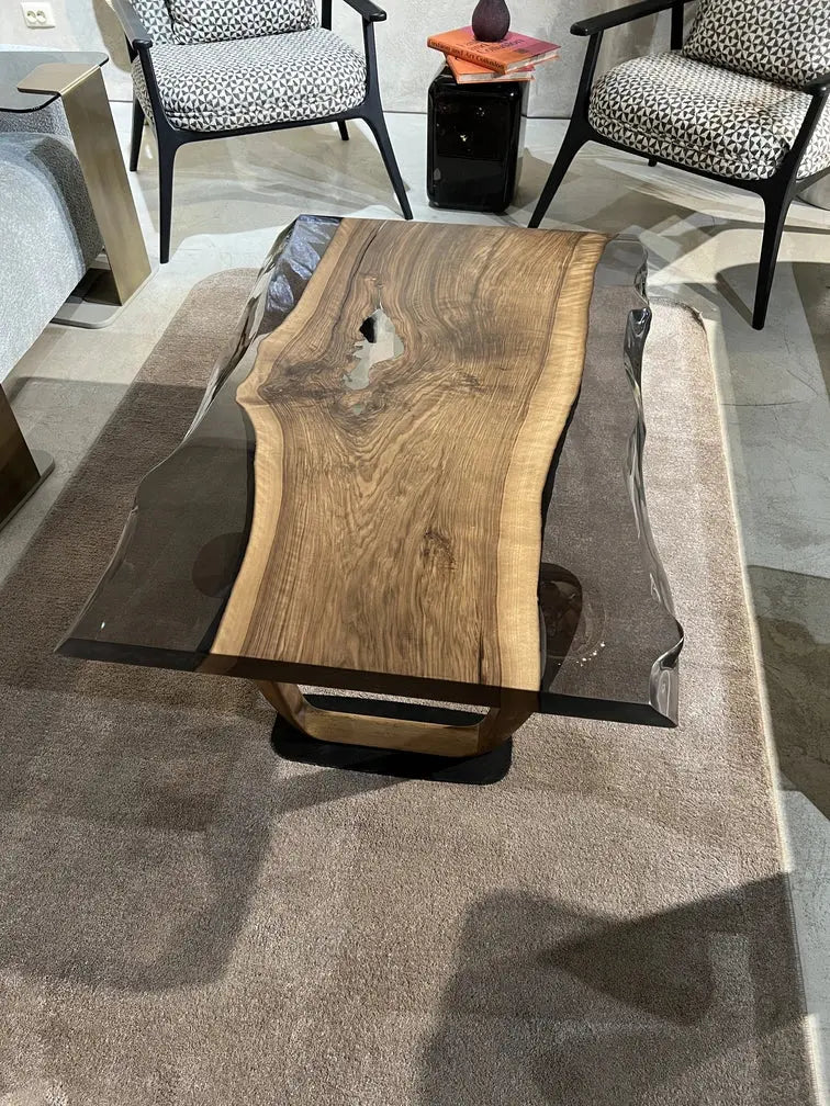 Live-Edge Epoxy Coffee Table with Wooden U-Base – image 4