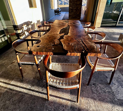 Walnut Epoxy River Dining Table with Wooden Legs – image 6