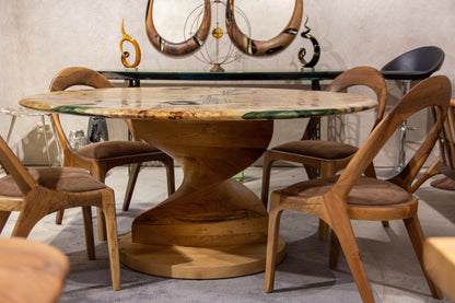 Round Mapa Burl and Epoxy Table with Vortex Base – image 11