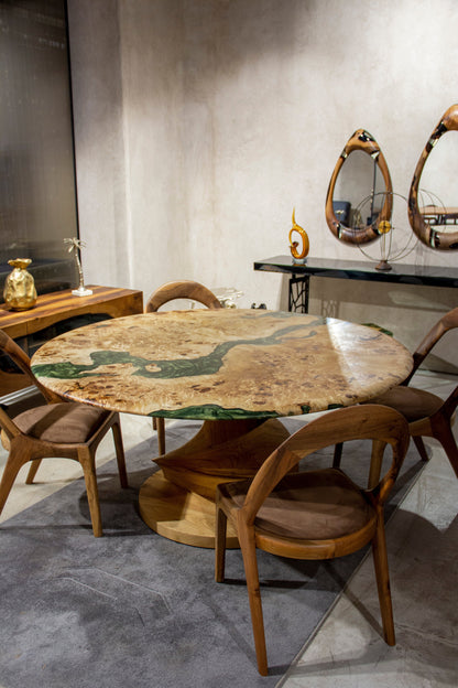 Round Mapa Burl and Epoxy Table with Vortex Base – image 12