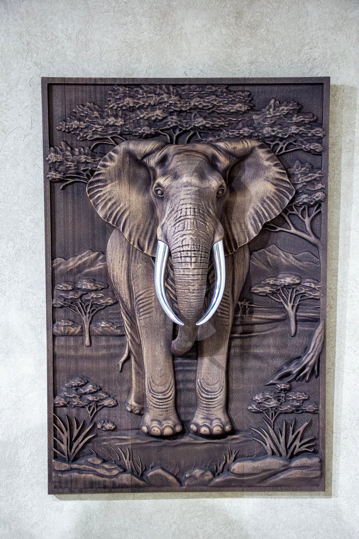 African Elephant 3D Wood Wall Relief – image 12