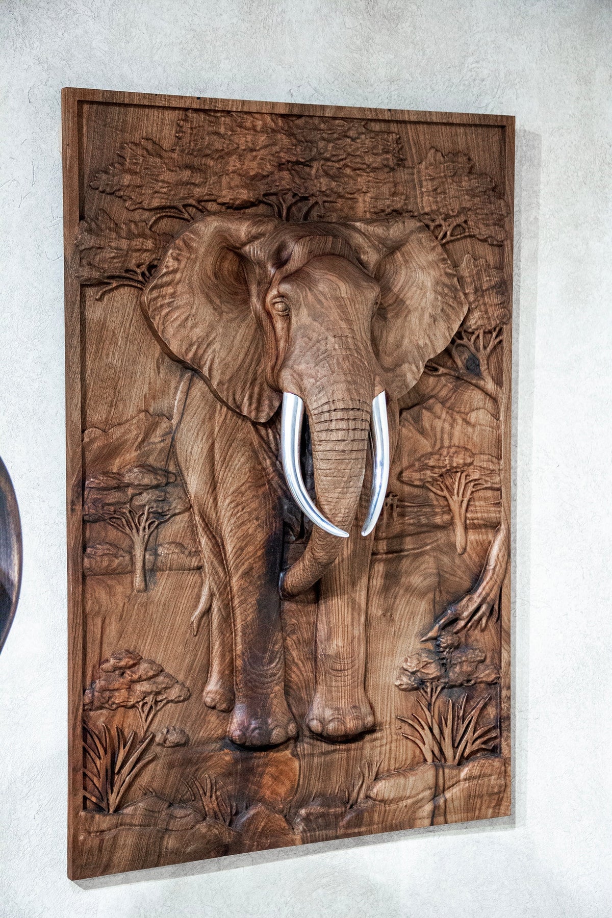 African Elephant 3D Wood Wall Relief – image 4