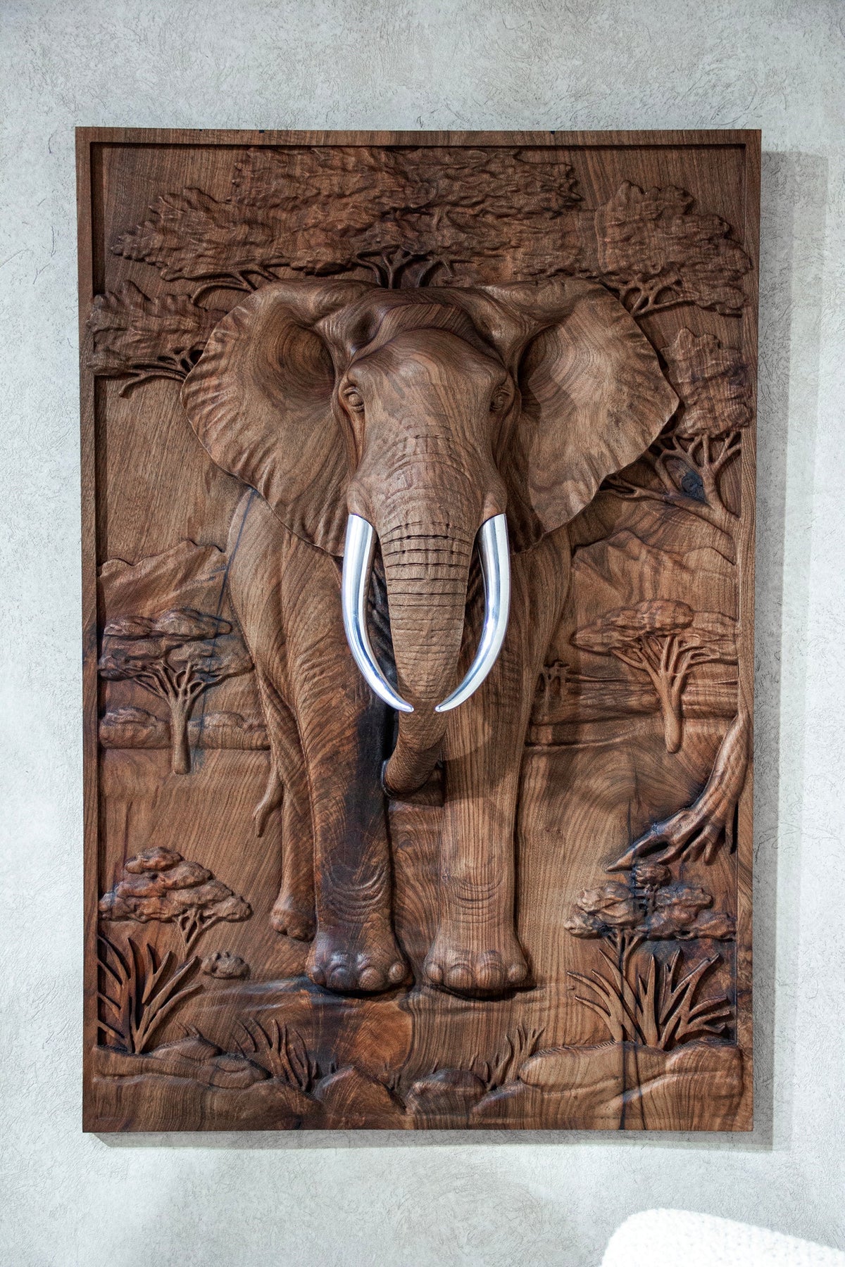 African Elephant 3D Wood Wall Relief – image 2