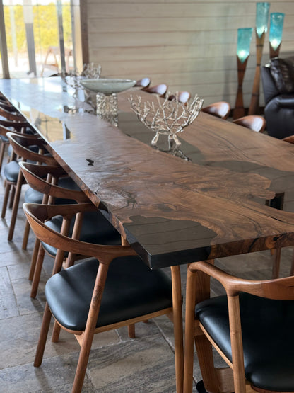 Walnut Epoxy River Dining Table with Wooden Legs – image 4