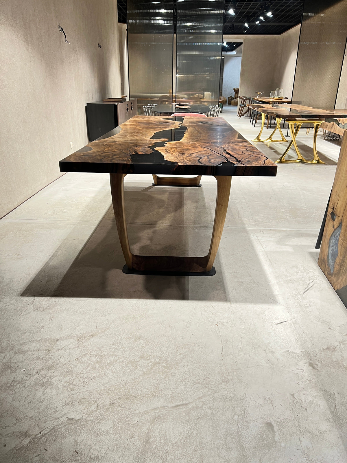 Walnut Epoxy River Dining Table with Wooden Legs – image 7