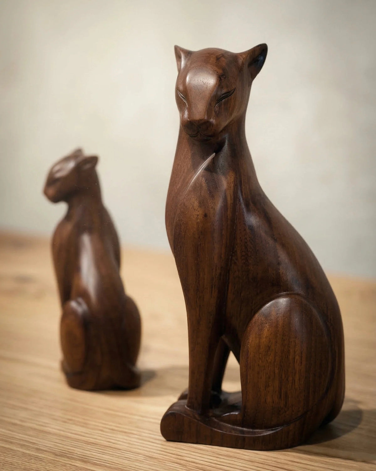 Sculptural Wood Wild Cat Figure – image 6