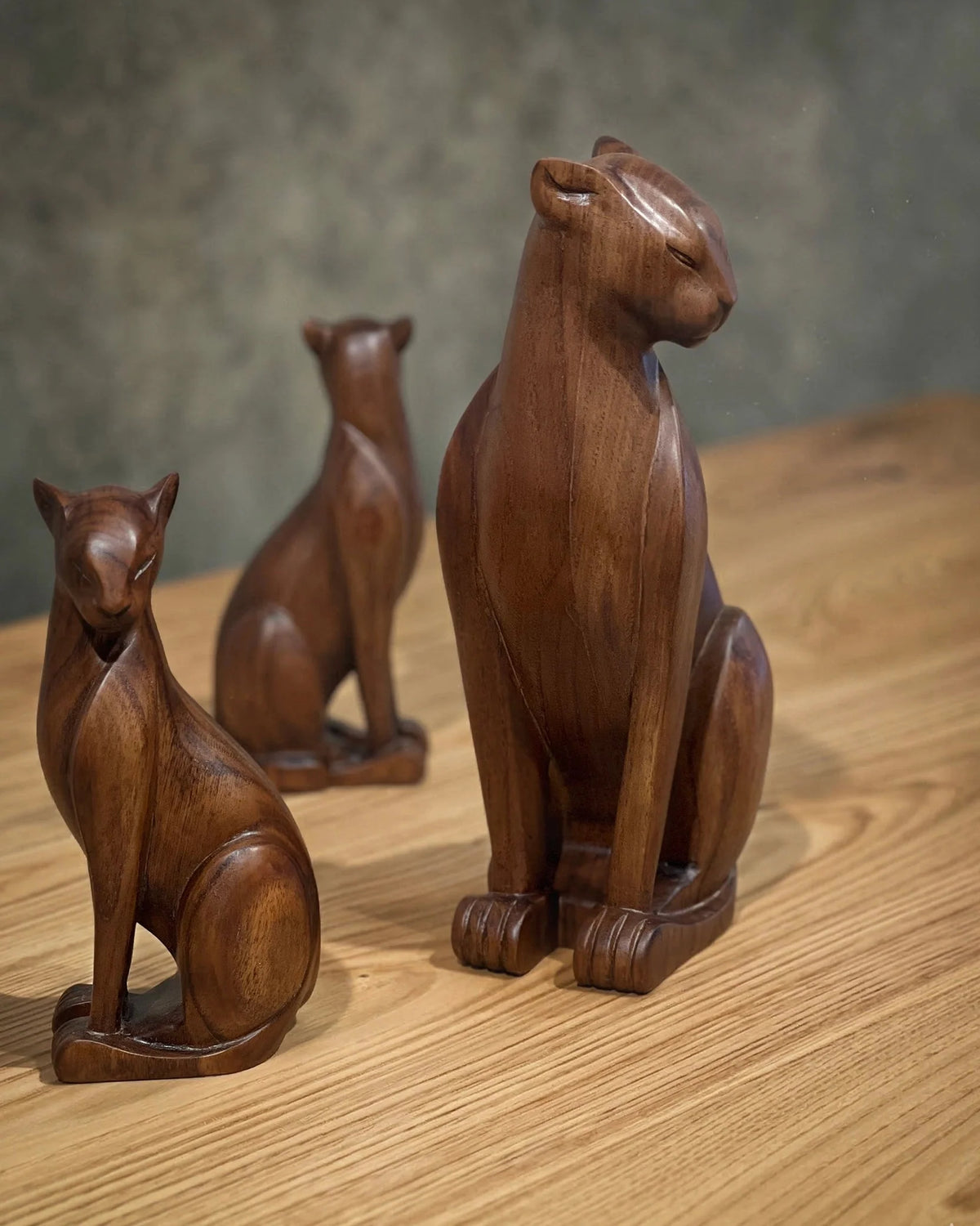 Sculptural Wood Wild Cat Figure – image 3
