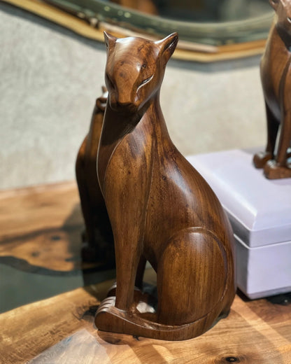 Sculptural Wood Wild Cat Figure – image 5