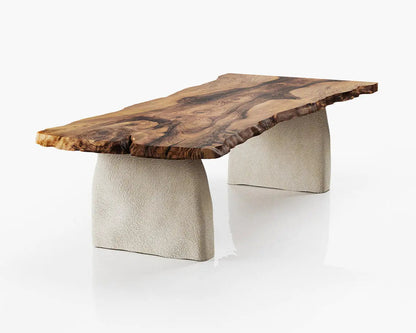 Wabi-Sabi Walnut Dining Table with Stone-Inspired Legs – image 1