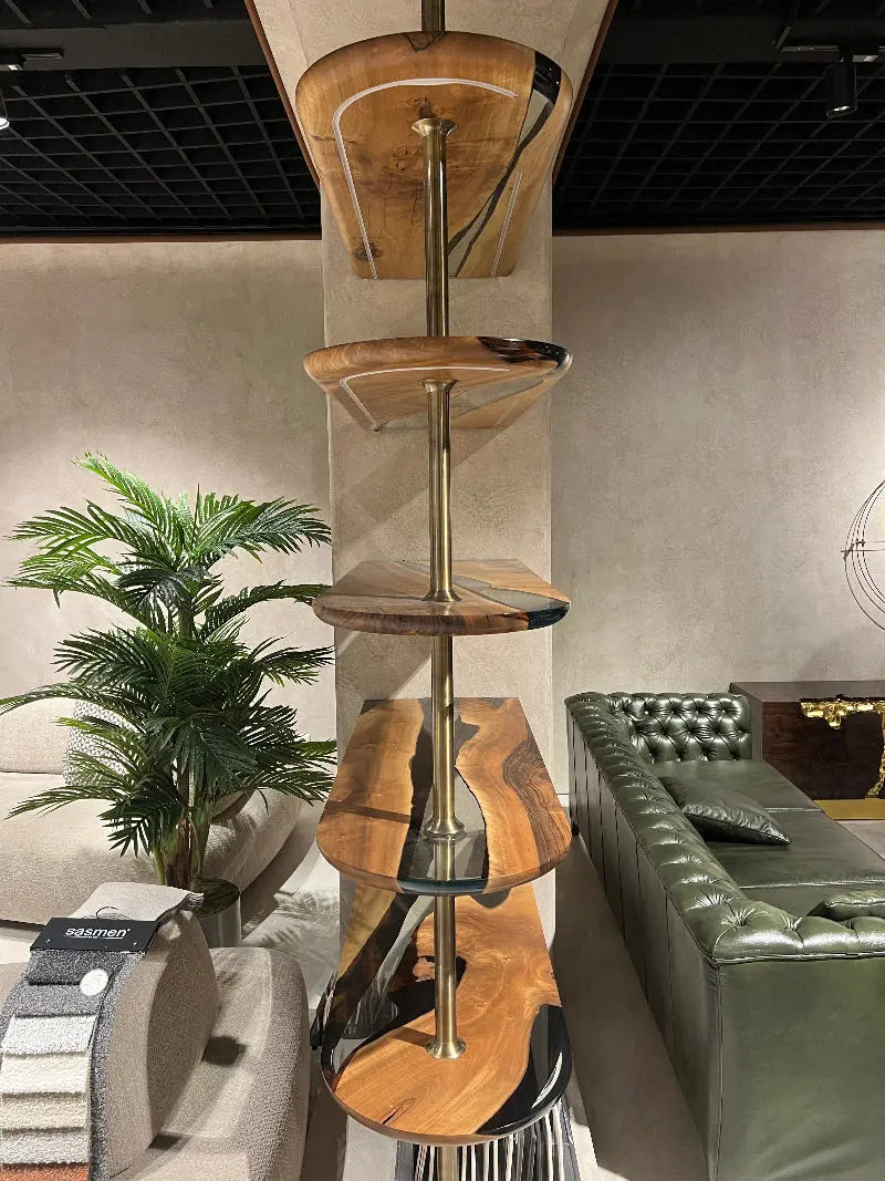 Walnut and Epoxy Resin Shelf Room Divider – image 4