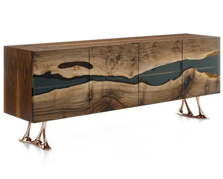 Walnut and Epoxy Resin Credenza – image 1