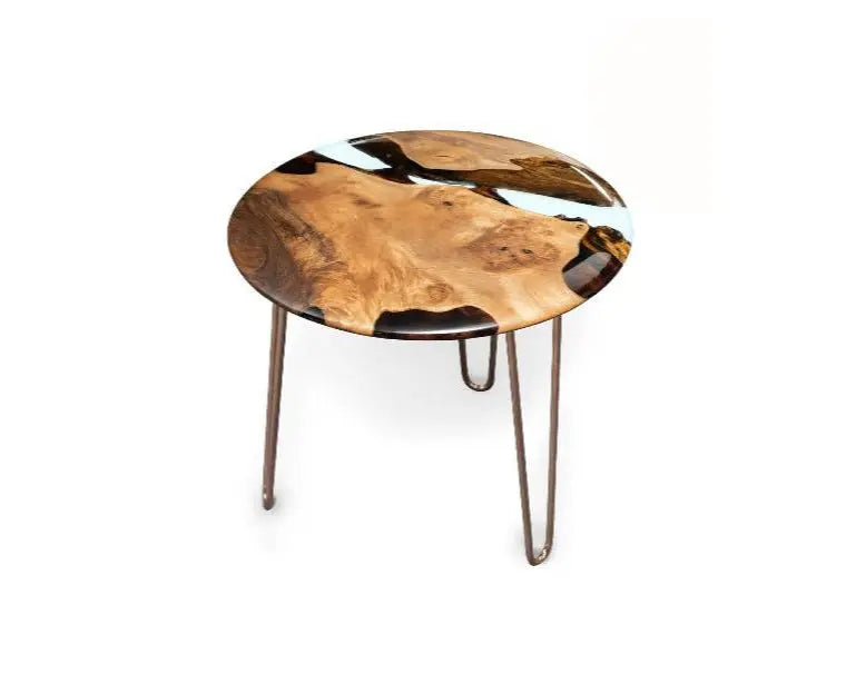 Round Walnut and Resin Accent Table with Rounded Edge – image 1