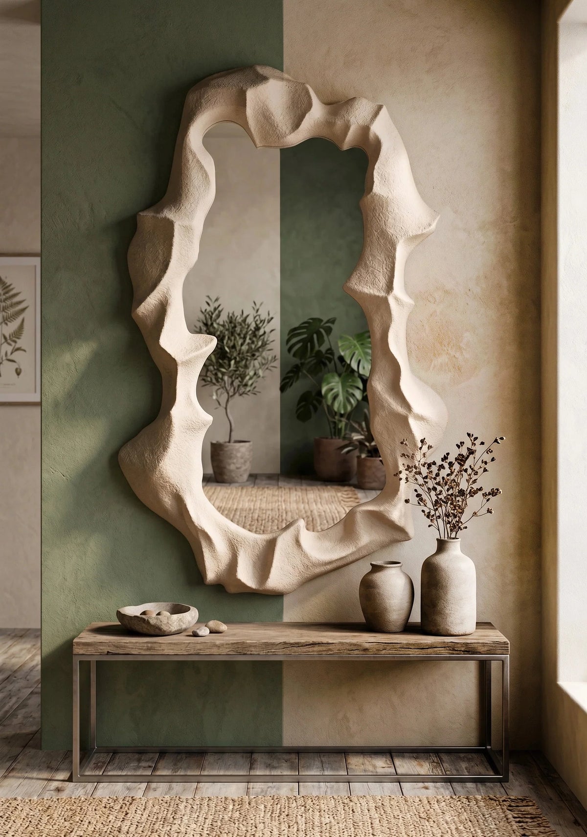 Organic Microcement Wabi-Sabi Wall Mirror – image 4