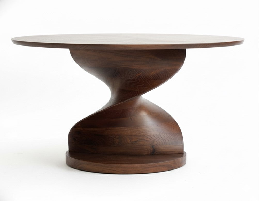 Round Walnut and Epoxy Table with Vortex Base – image 1