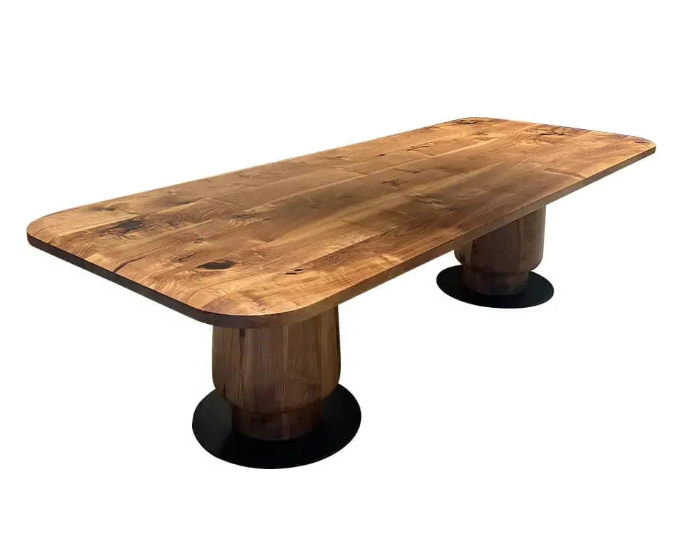 Edge-Glued Walnut Dining Table with Wood Tulip Base – image 1