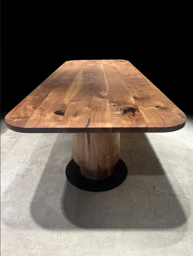Edge-Glued Walnut Dining Table with Wood Tulip Base – image 5