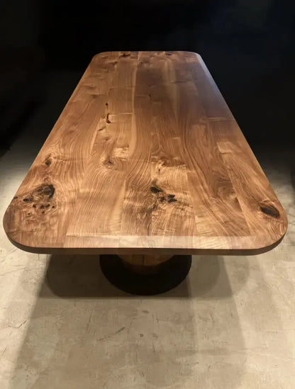 Edge-Glued Walnut Dining Table with Wood Tulip Base – image 3
