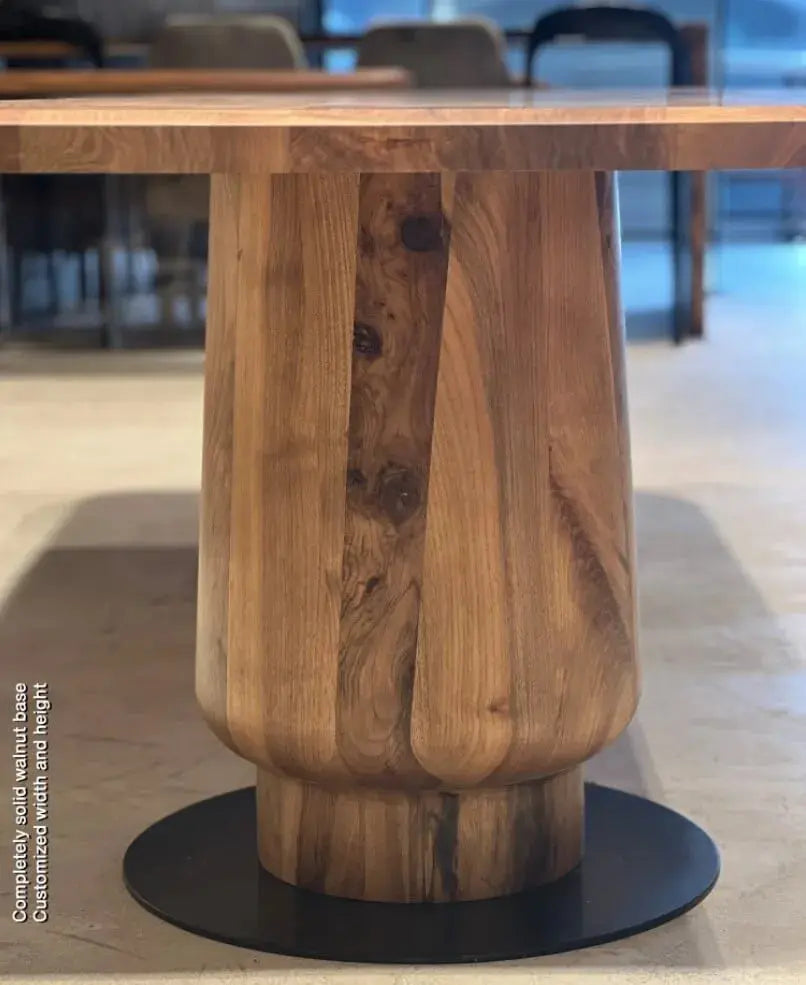 Edge-Glued Walnut Dining Table with Wood Tulip Base – image 2