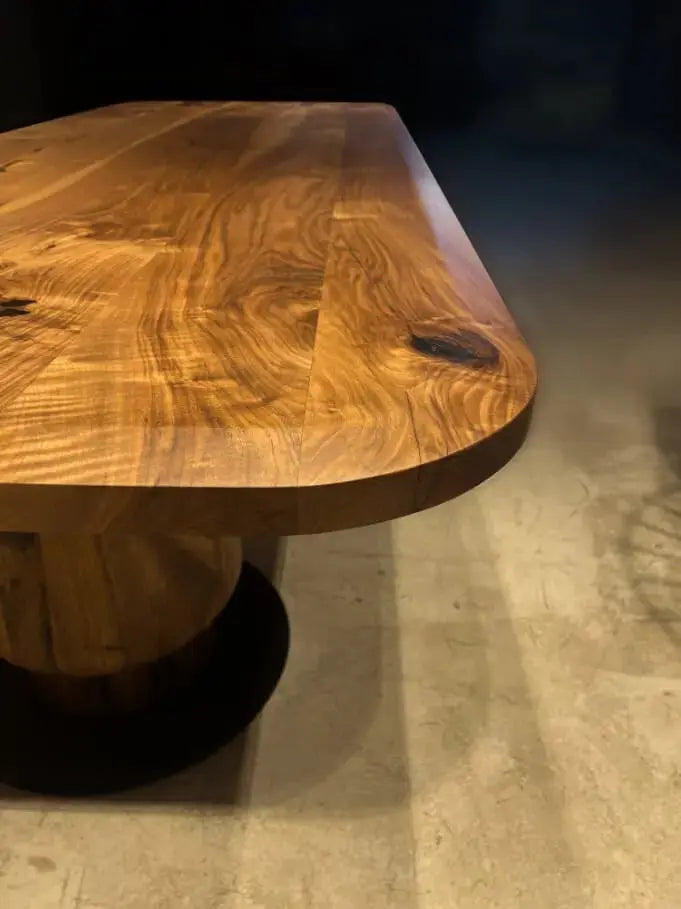 Edge-Glued Walnut Dining Table with Wood Tulip Base – image 4