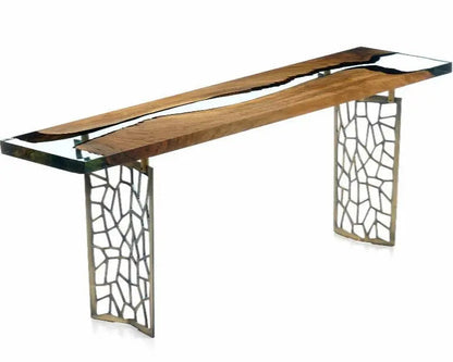 Walnut and Resin Entryway Console Table – image 1