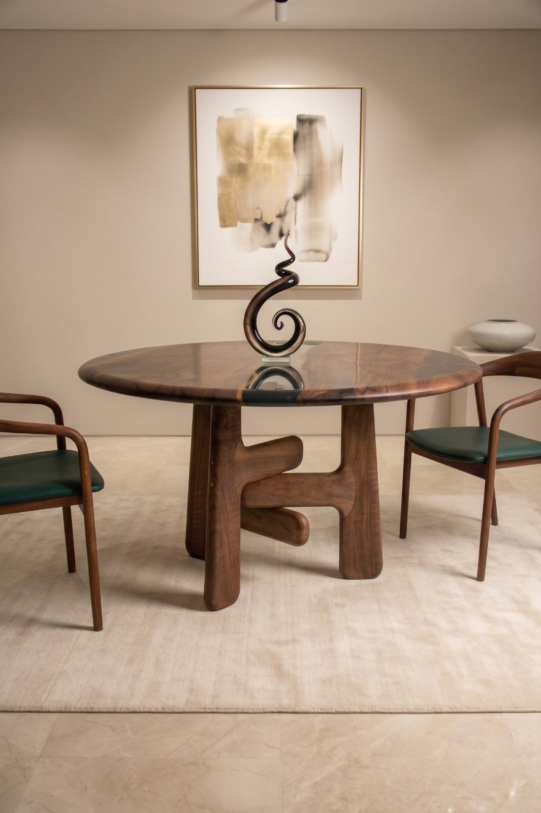 Sculptural Walnut and Epoxy Round Dining Table – image 2