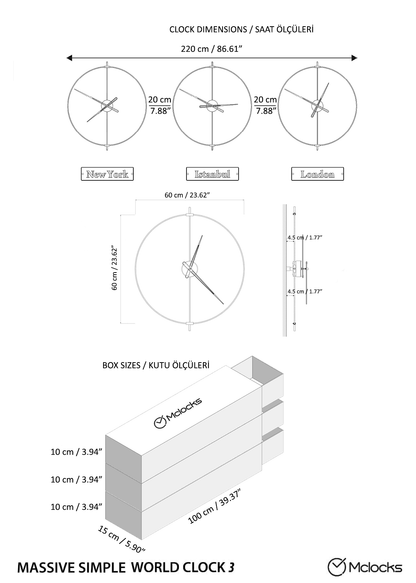 Massa World Time Zone Wall Clock Set – image 34