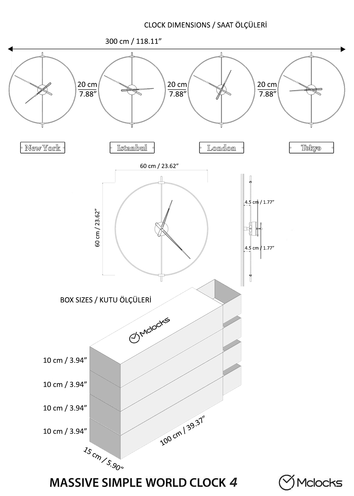 Massa World Time Zone Wall Clock Set – image 35