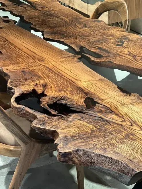 Live-Edge Chestnut and Epoxy River Dining Table – image 6