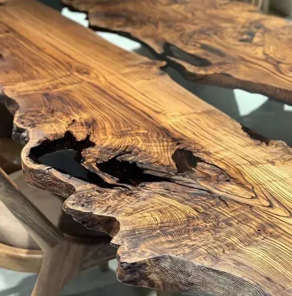 Live-Edge Chestnut and Epoxy River Dining Table – image 4