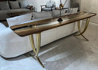 Walnut and Epoxy Console Table with Sculptural Base – image 12