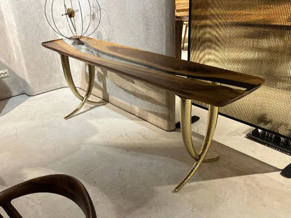 Walnut and Epoxy Console Table with Sculptural Base – image 14