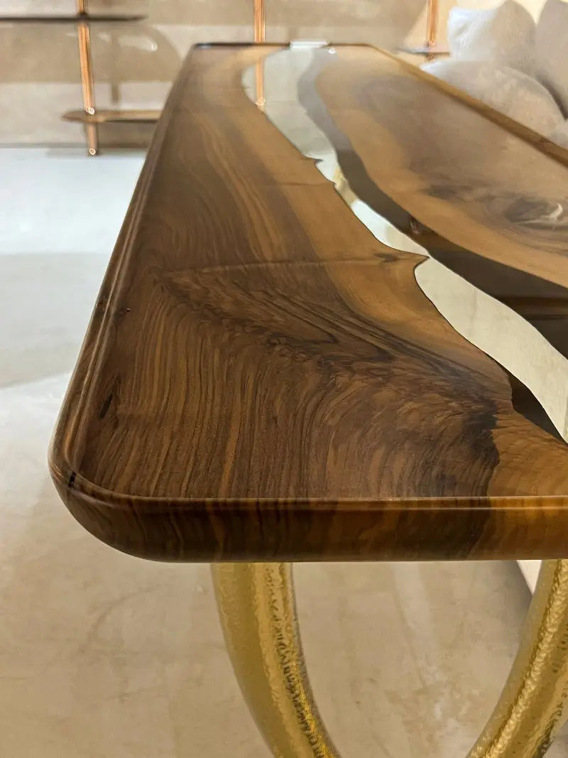 Walnut and Epoxy Console Table with Sculptural Base – image 9