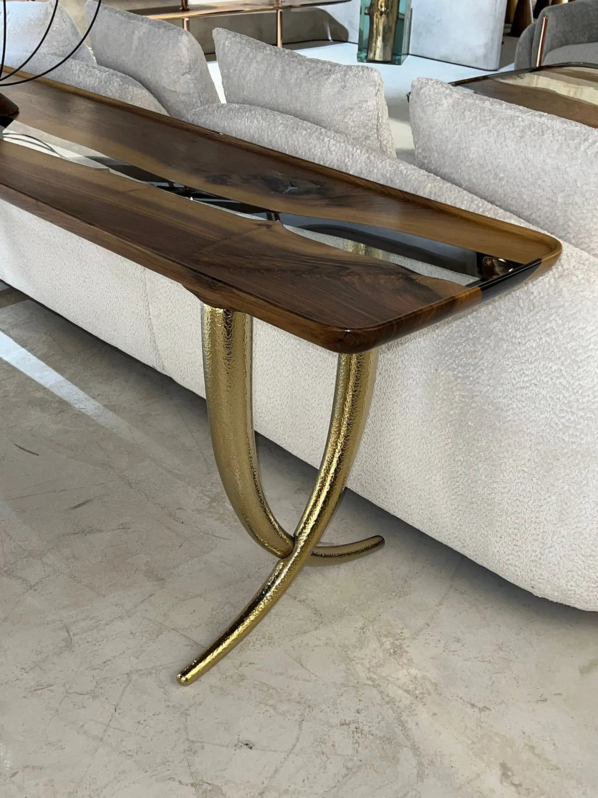 Walnut and Epoxy Console Table with Sculptural Base – image 10