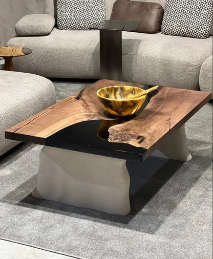 Walnut and Epoxy Coffee Table with Stone-Inspired Legs – image 6