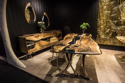 Custom Walnut and Epoxy Dining Table with Aluminum Base – image 6
