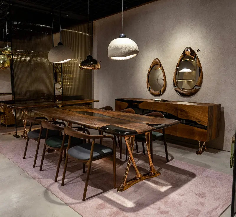 Custom Walnut and Epoxy Dining Table with Aluminum Base – image 10