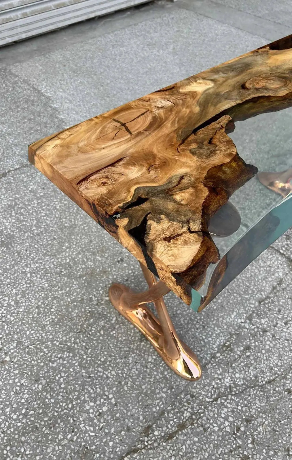 Live-Edge Linden Wood and Resin Console Table – image 10