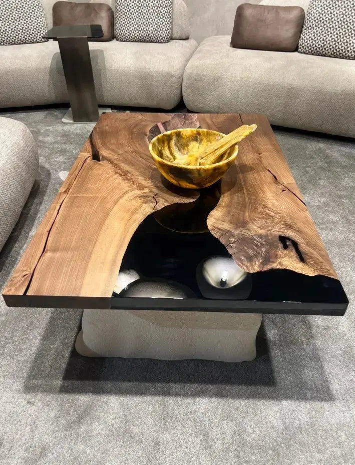 Walnut and Epoxy Coffee Table with Stone-Inspired Legs – image 7