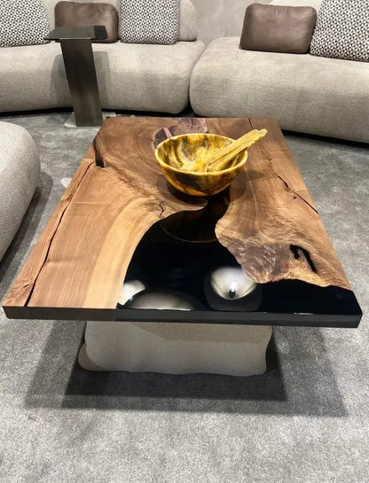 Walnut and Epoxy Coffee Table with Stone-Inspired Legs – image 7