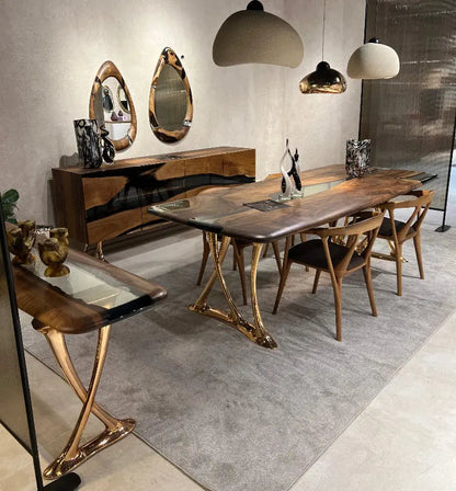 Custom Walnut and Epoxy Dining Table with Aluminum Base – image 15