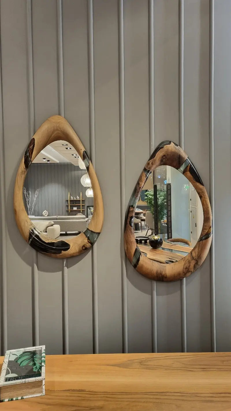 Walnut and Epoxy Resin Wall Mirror – image 9