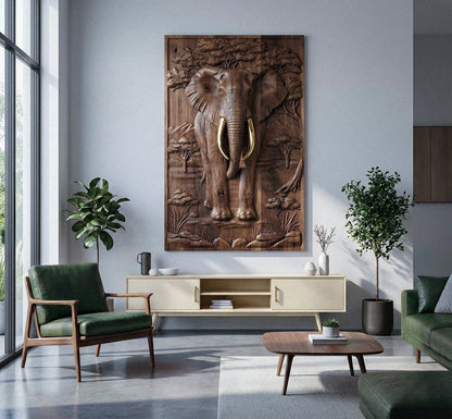 African Elephant 3D Wood Wall Relief – image 16