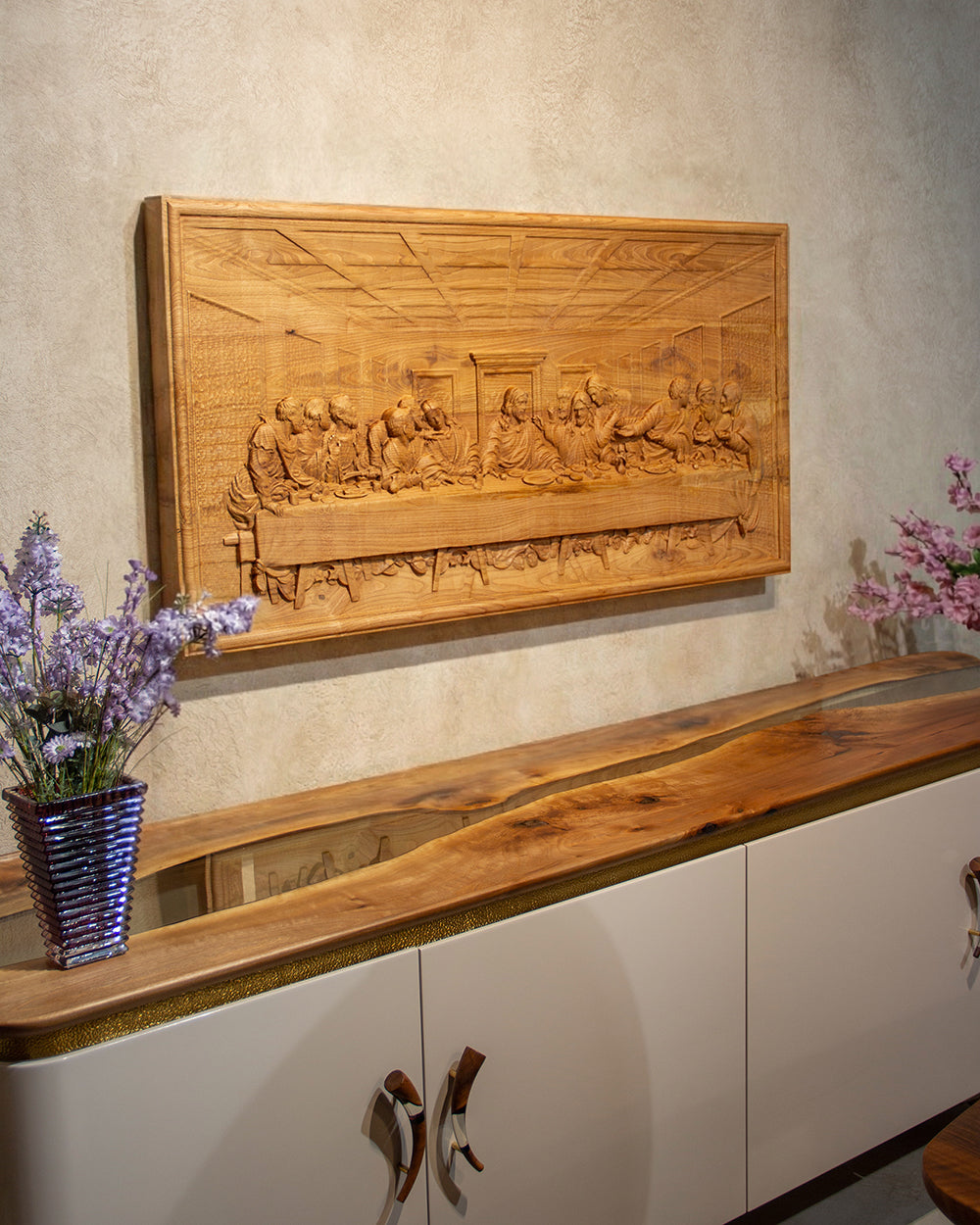 Hand-Carved Last Supper Wood Relief – image 1