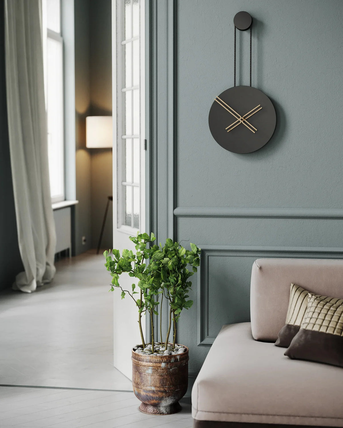 Infinita Metal Wall Clock with Rope Detail – image 5