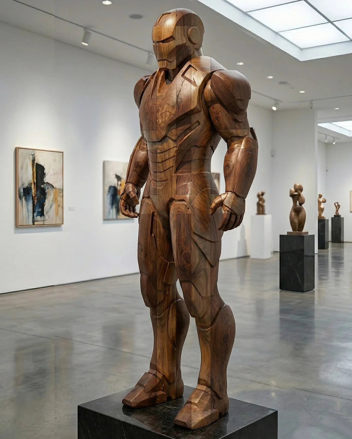 71-inch Armored Hero Wood Sculpture – image 1